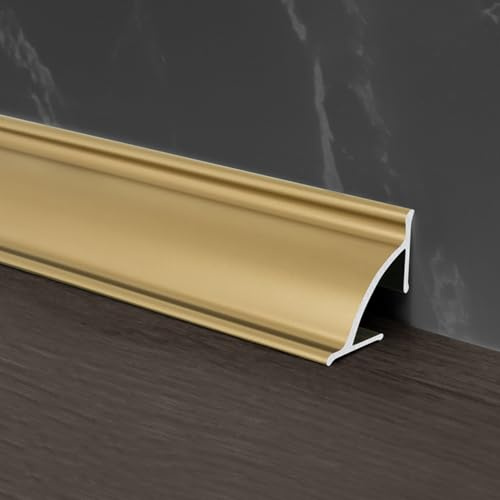 CVFOMBN Eckkabelkanal in Holzoptik, 2er-Pack, Kabelkanal für den Boden, Viertelrund-Kabelabdeckung, Kabel in Ecken ordentlich verlegen, Bodenleiste,Gold,3×95 cm