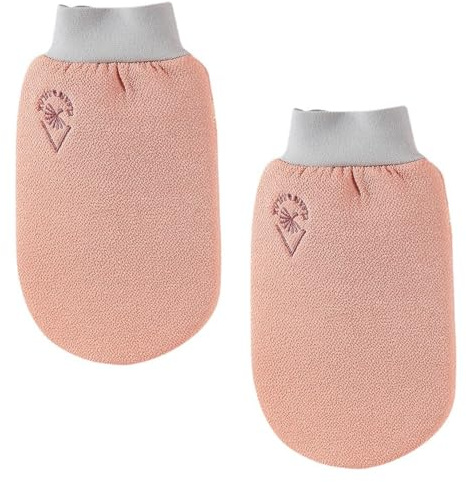 Angoily 2pcs Red Body Scrubber Bathing Foaming Gloves with Rich Foaming and Non-skid Viscose Filament Material for Effective Exfoliating Shower Use at Home