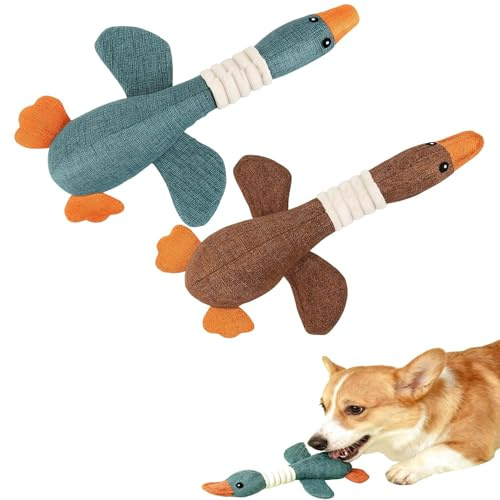 Efymosce 2 Stück Hundespielzeug Unzerstörbar,Anti Stress Ente für Hunde,Spielzeug Hund,Unzerstörbares Hundespielzeug,Welpenspielzeug,Dog Toys,Kuscheltier Gans für Aggressive Kauer