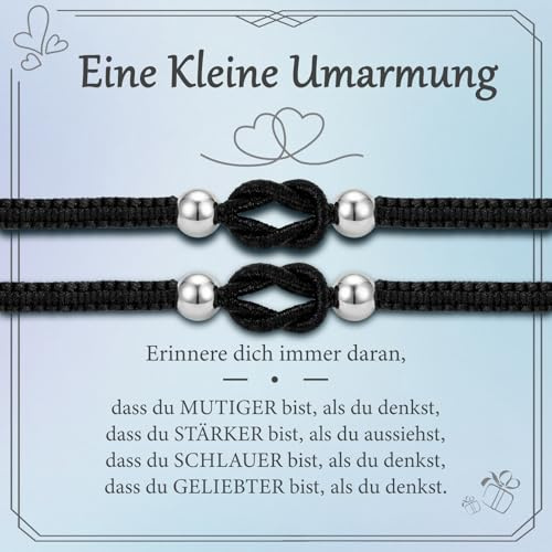 2 Stück Partner Armbänder Knoten Armband Damen, Freundschaftsarmbänder