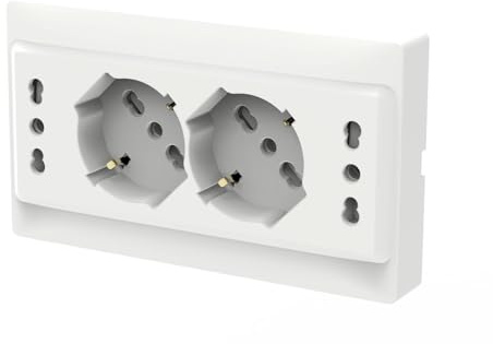 Multipresa Da Incasso Scatola 503 Bianco Lucido, 2 Prese Schuko Universale P40 + 2 Prese Bipasso Italiano 10/16A, Solo 140X80X23mm