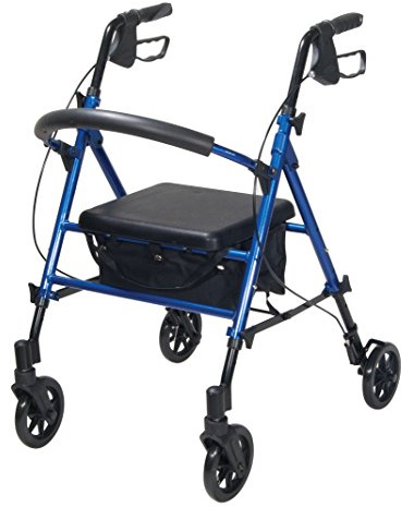Drive Medical RTL10261BL Foldable Rollator Walker with Seat - Adjustable Handles and Seat, Blue