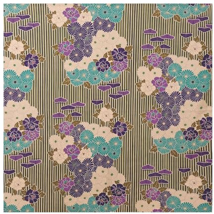 Japanisch Furoshiki Tuch Retro Blume Große 100×100 cm Made in Japan 100% Baumwolle Kissenbezug Modern Dekoration Furoshiki Tuch Stoff (Blau-Violett)