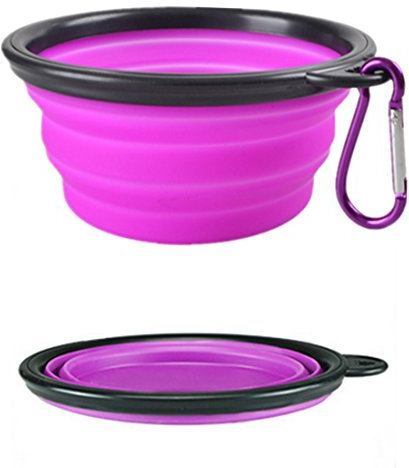 YianBestja Faltbar Silikon Hunde Näpfe Reisenäpfe Trinknapf Hundenäpfe Katze Haustier Wassernapf Futternapf für unterwegs (1X Lila Hundenapf)