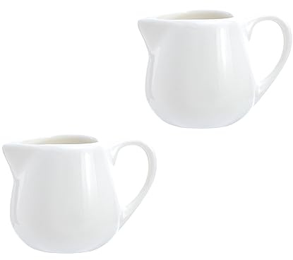 CHOOLD 2 mini brocche classiche in ceramica bianca pura con manico, piccola brocca per latte e caffè (56,7 g/96,4 g)