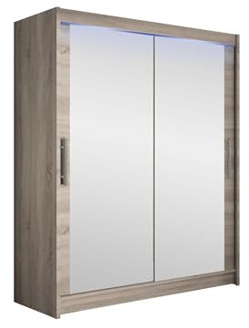 Mirjan24 Westa Armoire à Portes coulissantes Moderne avec Miroir, Armoire avec Miroir, Placard à penderie avec Miroir, Placard à Portes coulissantes