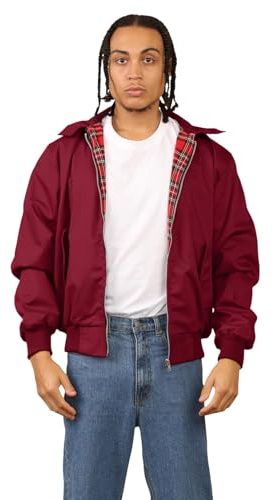 Hamishkane Ny långärmad klassisk retro vintage bomber vinterrock Harrington jacka, vin, 3XL