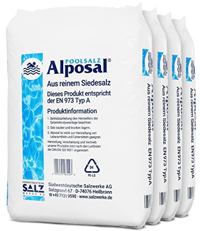 Alposal Poolsalz 50kg Poolsalz, Schwimmbadsalz, Chlorinator geeignet, Salzelektrolyse, Siedesalz inklusiv 1 Paar ARNOMED Einweghandschuh
