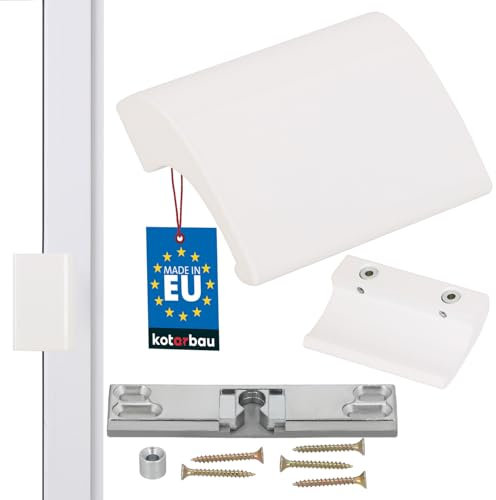KOTARBAU Balkontürschnapper Balkontürgriff Aluminium Weiss Terrassentürgriff Balkongriff Sicher Raucher Türoptik Schließen Griffmuschel Universal Ziehgriff
