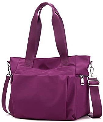 YANAIER Damen Handtaschen Schultertasche Wasserdicht Nylon Casual Multifunktionale Umhängetaschen Damen Hobos Schultertasche Shopper Tasche Lila