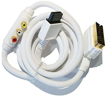 PowerGames Cavo Scart AV Composito 1,8 mt Trecciato Alta Qualità per Nintendo Wii/Wii U