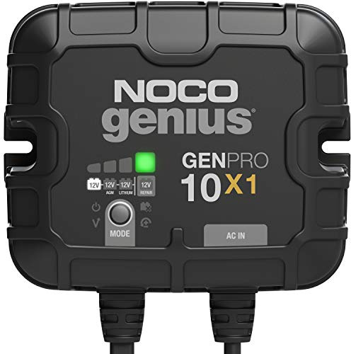 NOCO Genius GENPRO10X1, 1-Bank, 10-Amp (10-Amp Per Bank) Fully-Automatic Smart Marine Charger, 12V Onboard Battery Charger, Battery Maintainer and Battery Desulfator with Temperature Compensation