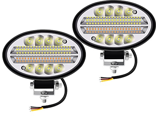 Biqing 2PCS Faro LED Trabajo Oval,144W Focos Led Tractor 12V 24V Faro de Led 5.5 Barra LED Faro Additional Faros de Niebla para Tractores Coche 4x4 Barco Off Road Camino ATV UTV SUV 4WD