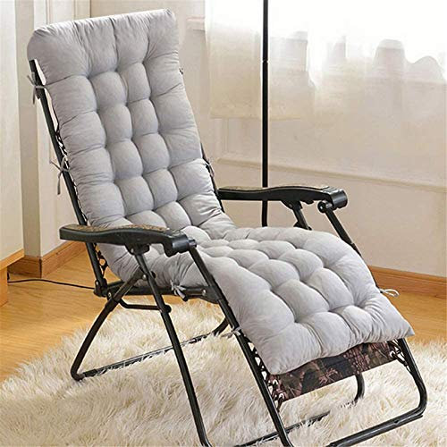 SWECOMZE Liegestuhl Auflage Gartenstuhlauflagen, Einfarbig Sitzkissen Dick Polster Anti-Rutsch-Design Relax Liegenauflage für Sonnenliege Schaukelstuhl (Grau)