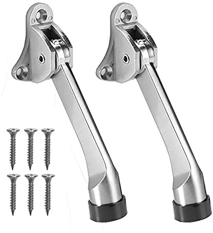 CHMYY 2 stycken dörrlås, en touch justerbar metall dörrstopp, zinklegering kickdown-dörrstopp med gummibuffert, 13 cm för inomhus utomhus dörr balkongdörrar