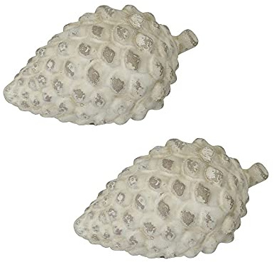 finehomegarden Zapfen Zement 2erSet Creme Vintage Herbstdeko Skulptur Herbst Shabby Dekozapfen Dekoration Deko