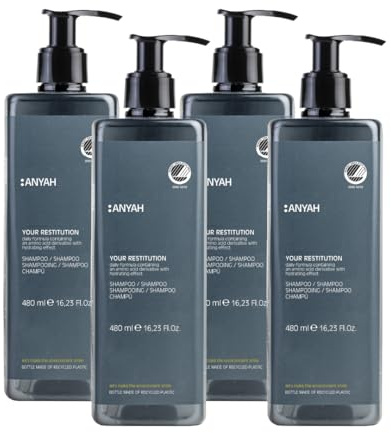 Anyah – Shampoo - 4x480ml - Nicht Nachfüllbar - Stärkendes Shampoo mit Aminosäuren für Schutz und Pflege – Haarshampoo – Conditioner - Dermatologisch Getestet