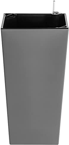 Dehner Pflanztopf Elise mit Selbstbewässerungs-System, ca. 46 x 25 x 25 cm, Kunststoff, grau-matt