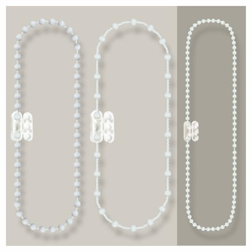 EFIXS Rollokette aus PVC (Bedienkette) – mit Kettenverbinder - Bedienlänge 120 cm (Umlauf 240 cm) - 3,2 x 4 mm, für Rollos, Jalousien, Lamellenvorhänge, Farbe: Weiss