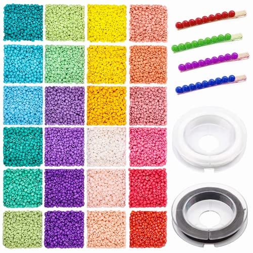 Prettme 2mm Rocailles Perlen für Armbänder,7200 Stück Kleine Glasperlen Bastelperlen zum Auffädeln,Bunte Schmuckperlen für Armbänder Halskette Ohrringe Schmuck machen und DIY Handwerk
