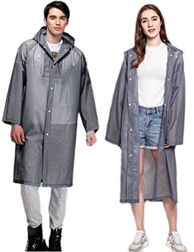 Gerhannery Portable Reusable Raincoat,2 Pcs Waterproof Rain Poncho Travel Rain Jacket for Men and Women, Lightweight Rain Poncho Adult, Sports Rain coat Hooded for Festivals Cycling Outdoors
