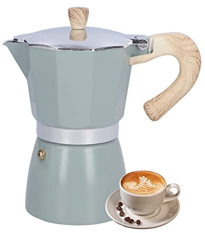 Natudeco Cafetera Cafetera cubana Moka Pot Percolador Estufa de aluminio Espresso Pot para Espresso clásico Estilo italiano clásico(lago azul)