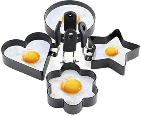 Eierringe für Spiegeleier 4 Packungen Eierring Edelstahl Pfannkuchenform Omelett und Eierringe für Grillplatte (4 Stück)