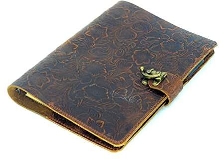 JJNUSA Nachfüllbares A6-Leder-Tagebuch, Schreib-Notizbuch, A6-Leder-Reisetagebuch mit Taschen, Vintage-6-Ringbuch, Organizer, Planer, Portfolio, beste Reisegeschenke