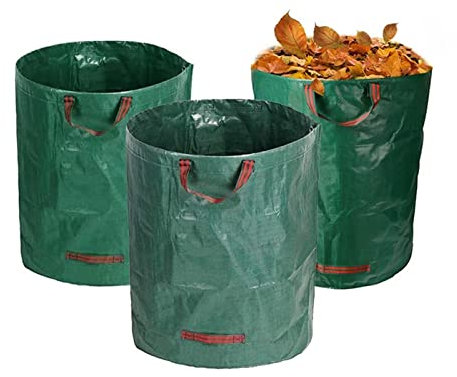 BOPIES 3er-Pack Rasensäcke, Wiederverwendbare Laubabfallsäcke, Aufbewahrungstasche, Terrassentasche, Wäschebehälter, Mülleimer mit 4 Griffen (Größe : 100 l)