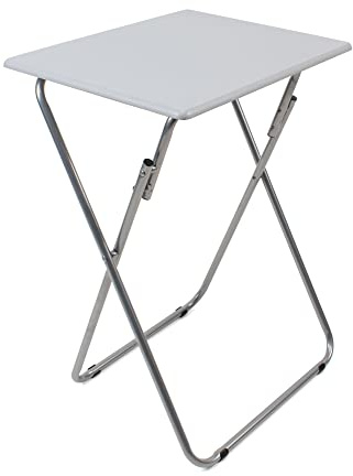 THE SECRET HOME Mesa Plegable Madera y Aluminio, 48x38 cm, Gris | Mesita Multifuncional, Para Terraza, Balcón, Camping o Jardín, Mesa Auxiliar