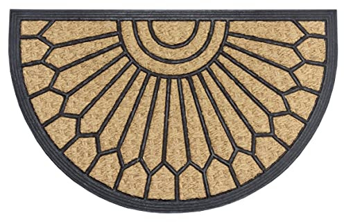 Hanse Home Paillasson en Coco et Caoutchouc Semi-Circulaire pour l'intérieur et l'extérieur - Naturel - Décoration d'extérieur - Résistant aux intempéries et antidérapant - pour Couloir, terrasse,