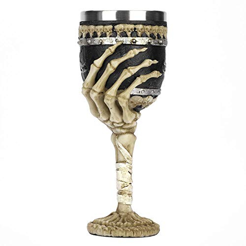 Stainless Steel Skull Wine Goblet Resin Skeleton Beer Cup Viking Warrior Skull Mug Medieval Skull Drinkware Goblet Wineglasses Novelty Gothic Coffee Tea Drinking Cup for Halloween Christmas Birthday