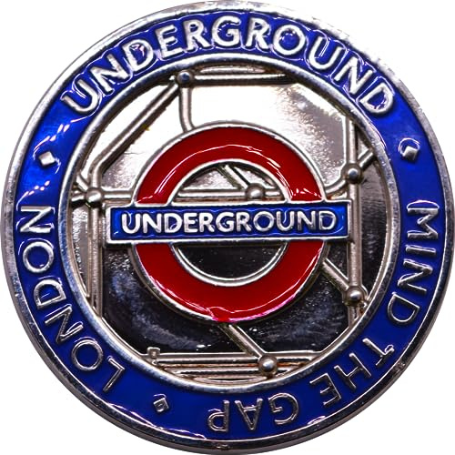 Lizenzierter Kühlschrankmagnet in Münzenform von London Underground, Mind the Gap, London und Train