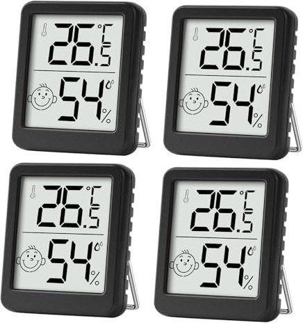 PAIRIER 4 pièces Mini LCD Thermomètre Hygromètre Interieur Termometre Maison Convient pour Les Chambres D'enfants,Les Chambres de Personnes âgées etc
