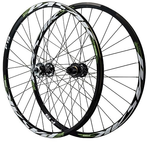ZECHAO 24 Zoll Mountainbike Laufradsatz mit Scheibenbremse,for 24 * 1,25-2,5 Zoll Reifen 32 Speichen Vorne 2 Hinten 4 Lager Doppelwandige Schnellspannfelgen Wheelset (Color : Black hub, Size : 24inch