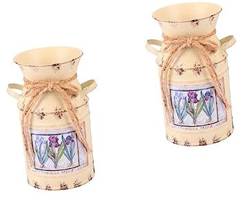 Yardwe 2pièces Récipient De Fleurs Fer Vintage Seau De Jardinage Élégant Et Pratique pour Décoration Intérieure Et Extérieure Contenant à Fleurs Fait Main Beige