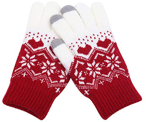 DUHGBNE For winter gloves, for weather, warm, running cold, women's gloves, latex gloves, long, red, One Size