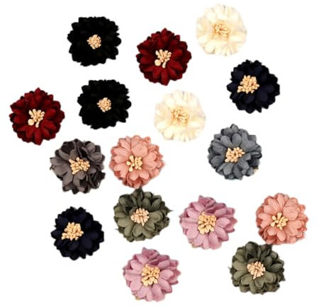 DECHOUS 20stücke Stoffblumendekor Simulierte Blumenaufnäher Applikationsaufnäher Für Kleidung Schuhe Stiefel Diy-nähaufnäher Künstliche Chrysanthemen-dekoration Weinrot Kreatives