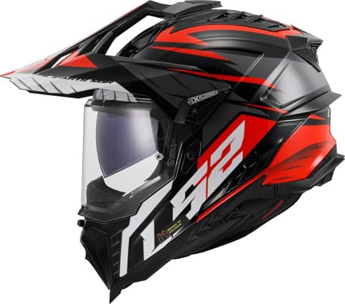 LS2, Motorrad-Crosshelm EXPLORER SPIRE Black Titanium Red, L