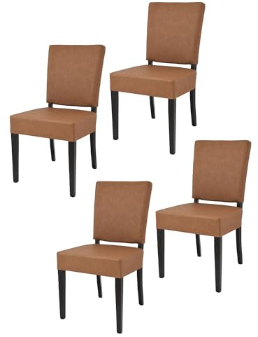 t m c s Tommychairs - 4er Set Moderne Stühle Genny für Küche und Esszimmer, robuste Struktur aus lackiertem Buchenholz Farbe Wengeholz, Gepolstert und mit Kunstleder in der Lederfarbe bezogen