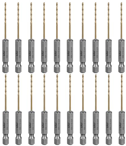SALI 20 teiliges HSS Bohrer Set Sechskantschaft Schnellbohrkronen Ø 1,5 mm Titan-beschichteter Bohrersatz Schnellwechsel 1/4-Sechskantaufnahme Spiralbohrer Metallbohrer für Holz Kunststoff Aluminium