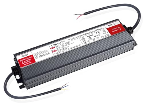 BRIMETI Trasformatore LED Driver 12V 150W IP67 Impermeabile Alimentatore 12,5A Slim Transformer AC 220V a DC 12V LED Netzteil Interruttore Adattatore,Trasformatori Tensione Costante Bassa Tensione