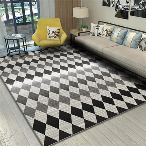RUGMRZ Spiele Teppich Wohnzimmertisch Rund Großer Wohnzimmerteppich grau geometrisches Design moderner Stil pflegeleicht für die Schalldämmung Flurteppich 200X260CM