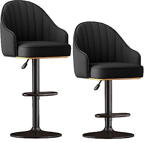 MEIZHITU Barstuhl Tresenhocker Drehbare, Verstellbare Barhocker, 2er-Set, PU-Leder-Barhocker Mit Rückenlehne, Moderne Barstühle Für Küche, Pub, Esszimmer Bistrohocker Designer Hocker