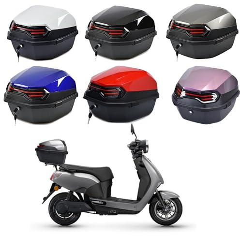 UYTOIZ Maletas Moto Trail, Baúl De Moto Viajar Caja De Cola, Topcase De Scooter Equipaje Caja con Reflectores, Funda para Casco Maletero Moto Impermeable (Color : Gris, Tamaño : 41x40x30cm)