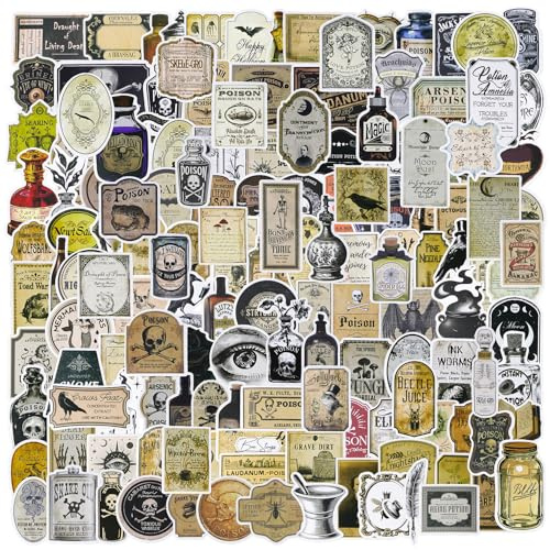 150Pcs Zaubertrank Etiketten Aufkleber, Apotheke Aufkleber dunkel ästhetische Weinflasche Aufkleber für Scrapbooking, Wicca Aufkleber für Junk Journal Bullet Journale DIY Crafts