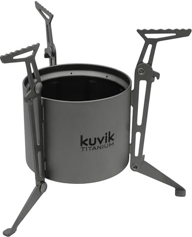 Kuvik Réchaud à alcool avec siphon en titane avec pieds pliants – Réchaud ultraléger et compact pour la randonnée, le camping et la survie