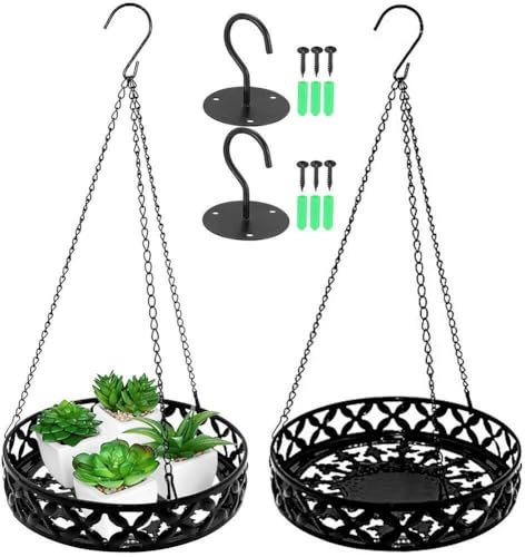 AMOYER Paquete De 2 Colgadores De Plantas De Metal, Macetero Colgante para Plantas De Interior Y Exterior, Estante Decorativo para Plantas Colgantes para Ventana, Pared, Decoración De Techo, 25cm