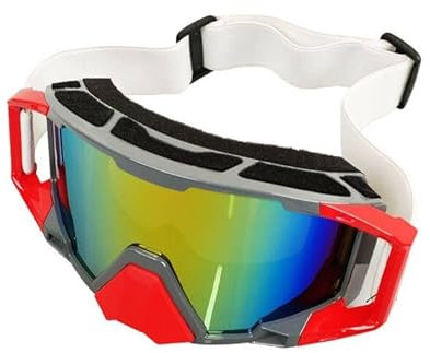 4-FQ Gafas de motocross, gafas de moto de alta calidad, gafas de cross de carreras de carretera, gafas de protección UV, gafas deportivas retro para ATV Dirt Bike (marco gris + lentes de colores)
