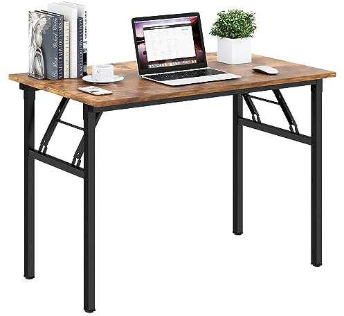 AuraCraft Klapptisch,Schreibtisch,Computertisch PC Tisch,Schreibtisch klein,Kleiner Klapptisch,Bürotisch Schreibtisch Holz Officetisch (Vintage-Schwarz, 100x60CM)
